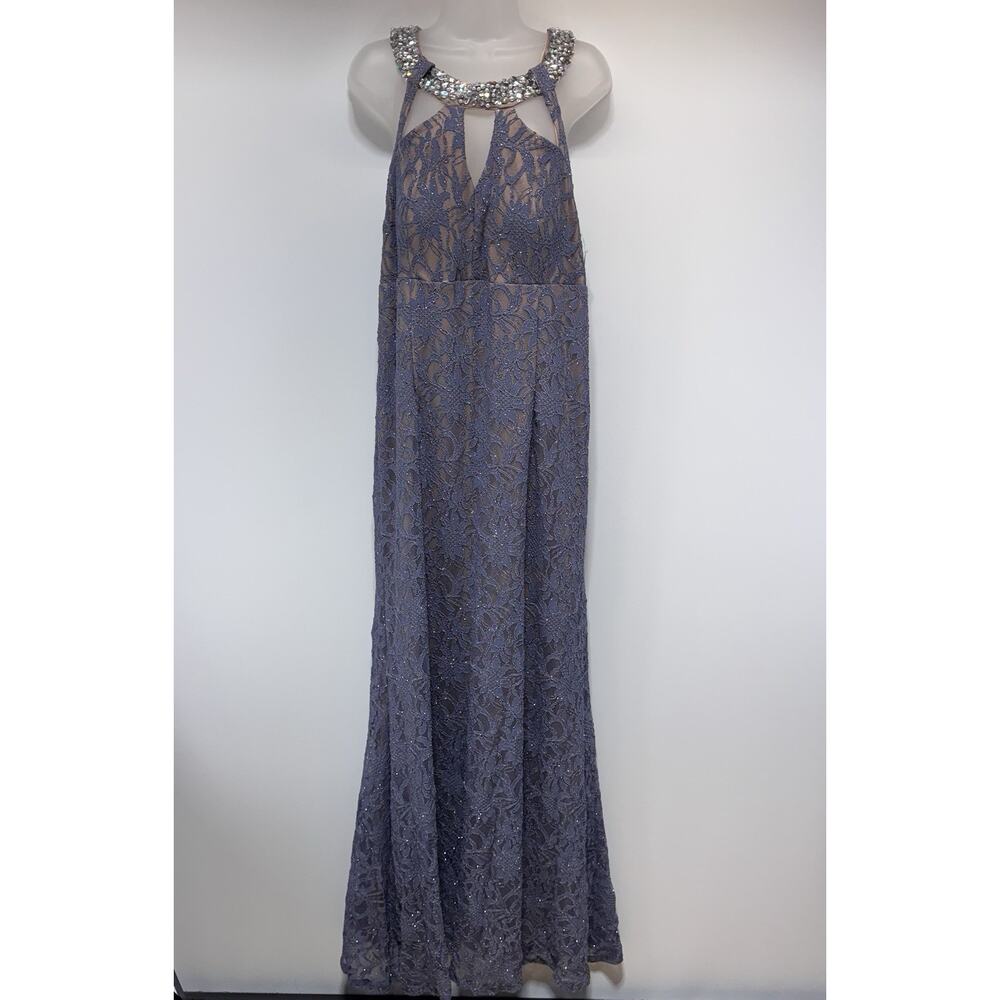 Deb Glitter Lace Lavender Formal Halter Gown Lined Women’s Size 18 NWT